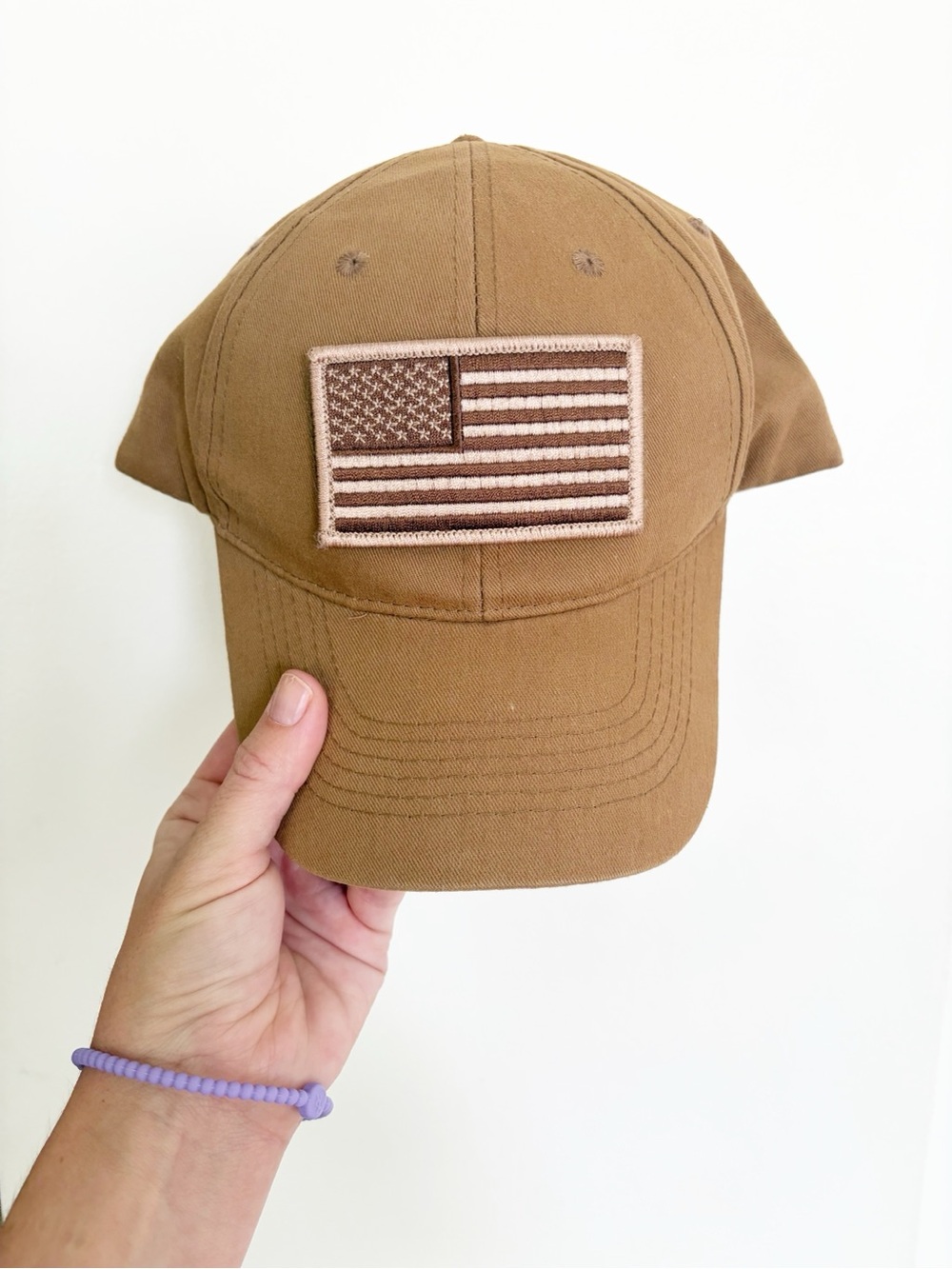 Men's Tactical Baseball Cap with Flag Patch Brown Mens brown American flag hat